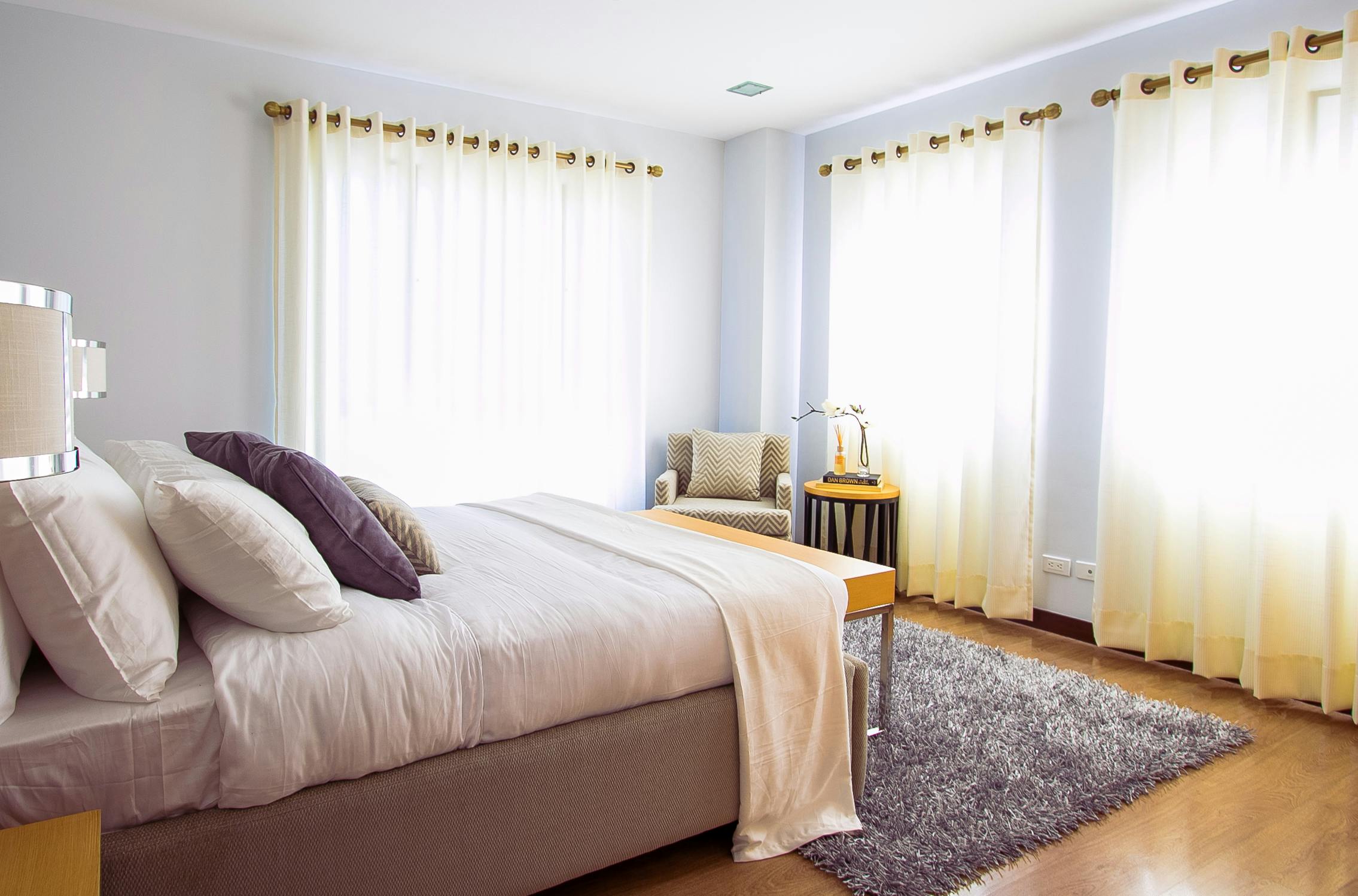 Bright room with stylish curtains